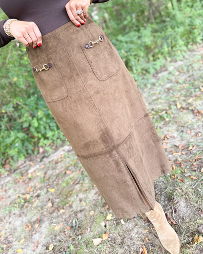 Espresso Yourself Sueded Midi Skirt