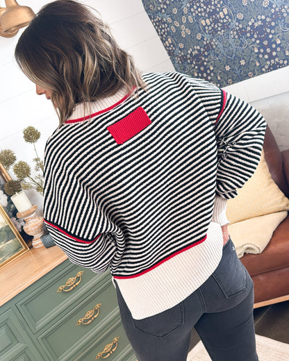 In The Details Striped Contrast Trim Sweater