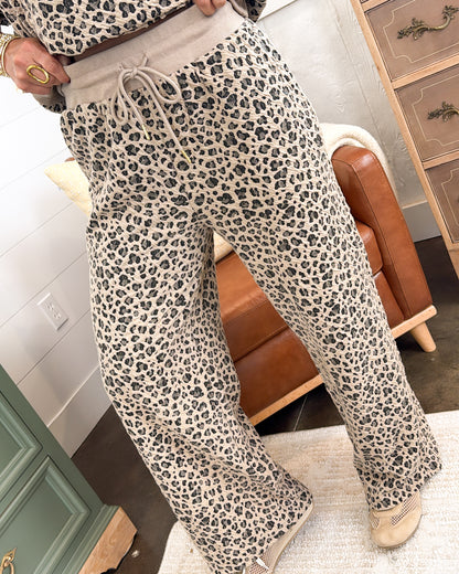 Stay Wild Textured Leopard Pullover + Pants Set