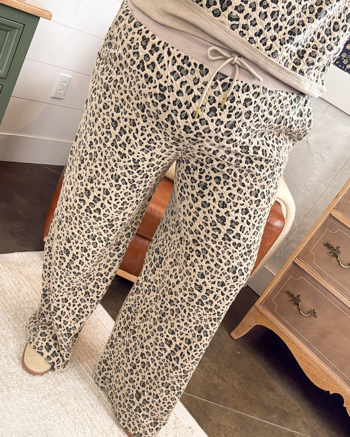 Stay Wild Textured Leopard Pullover + Pants Set