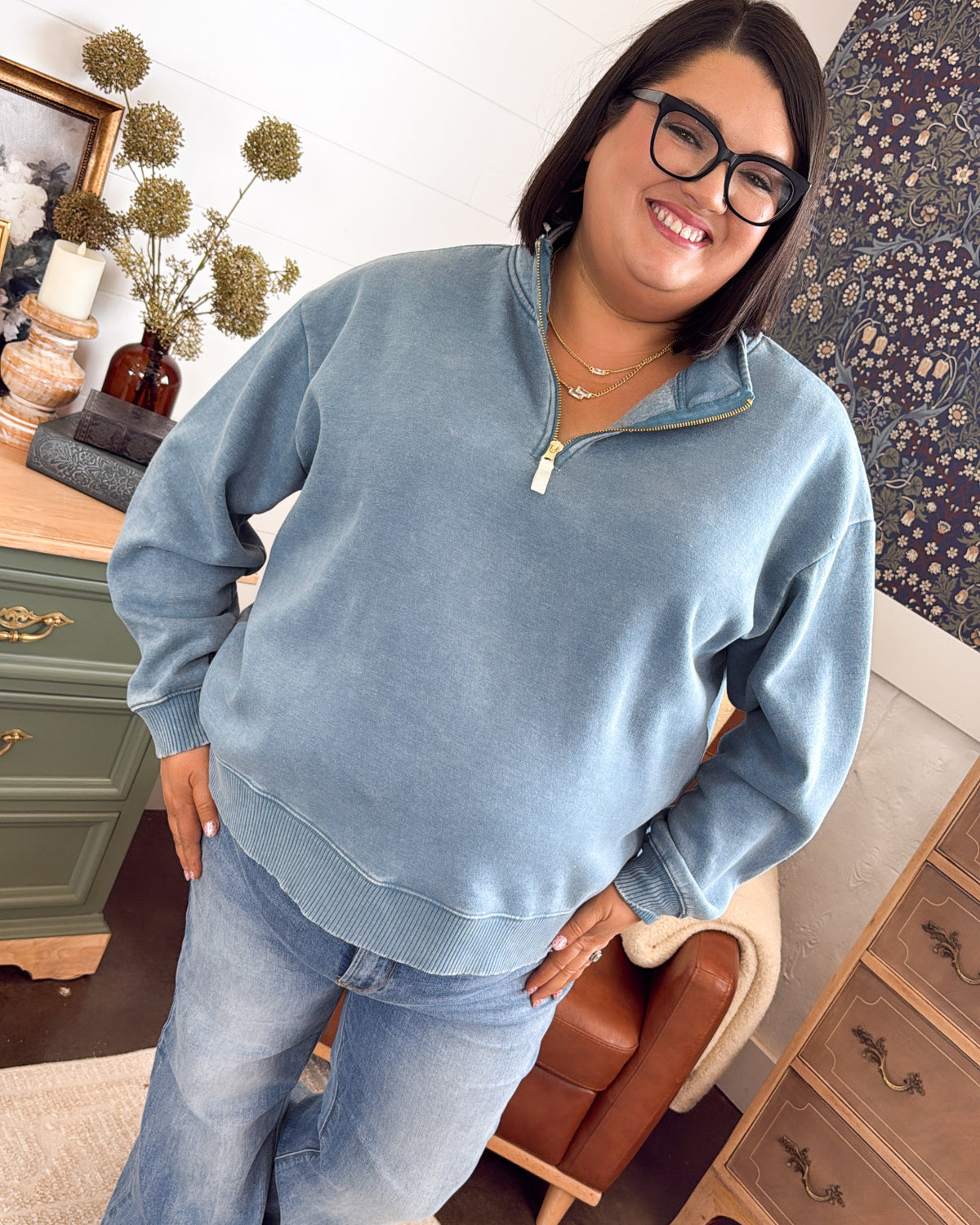 Favorite Throwback Washed Quarter Zip Sweatshirt