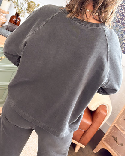 Casual Friday Washed French Terry Top + Pants Set