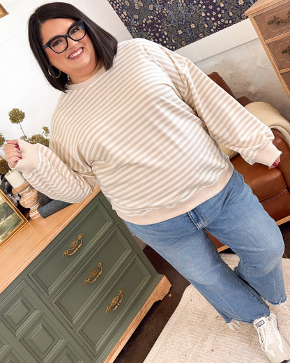 Happy Go Lucky Striped Top Stitch Pullover