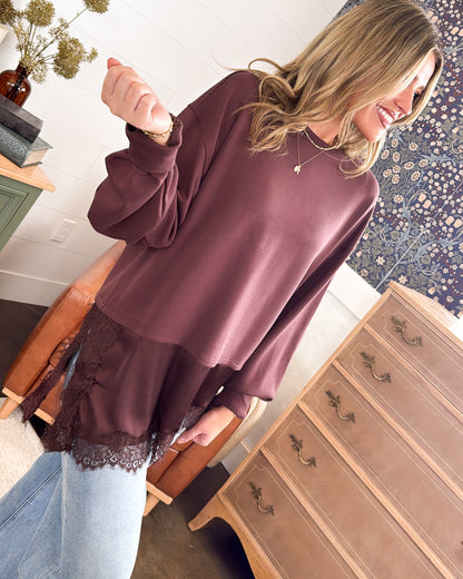 Creative Soul Lace Hem Layered Look Tunic