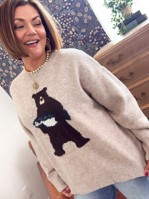 Fresh Catch Bear With Fish Knit Sweater
