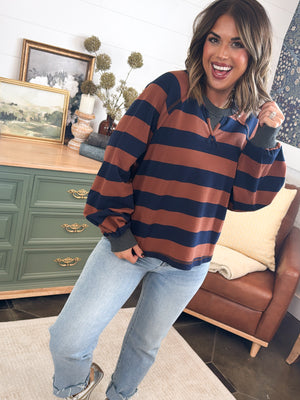 Nautical Mood Rugby Striped Raglan Top