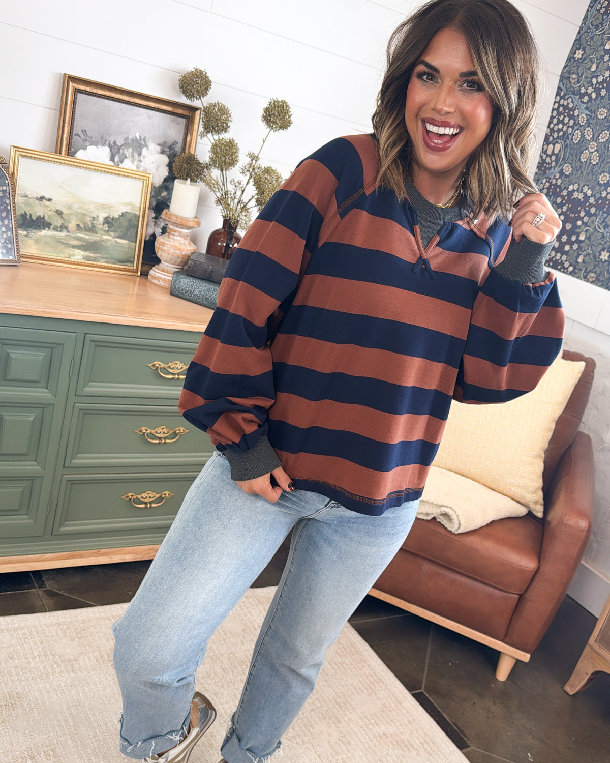 Nautical Mood Rugby Striped Raglan Top