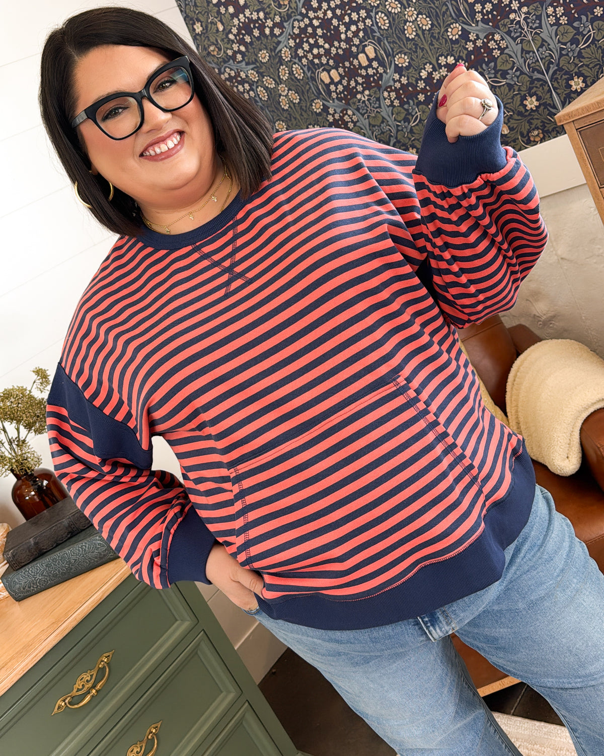 Portside In Fall Striped Pouch Pocket Top