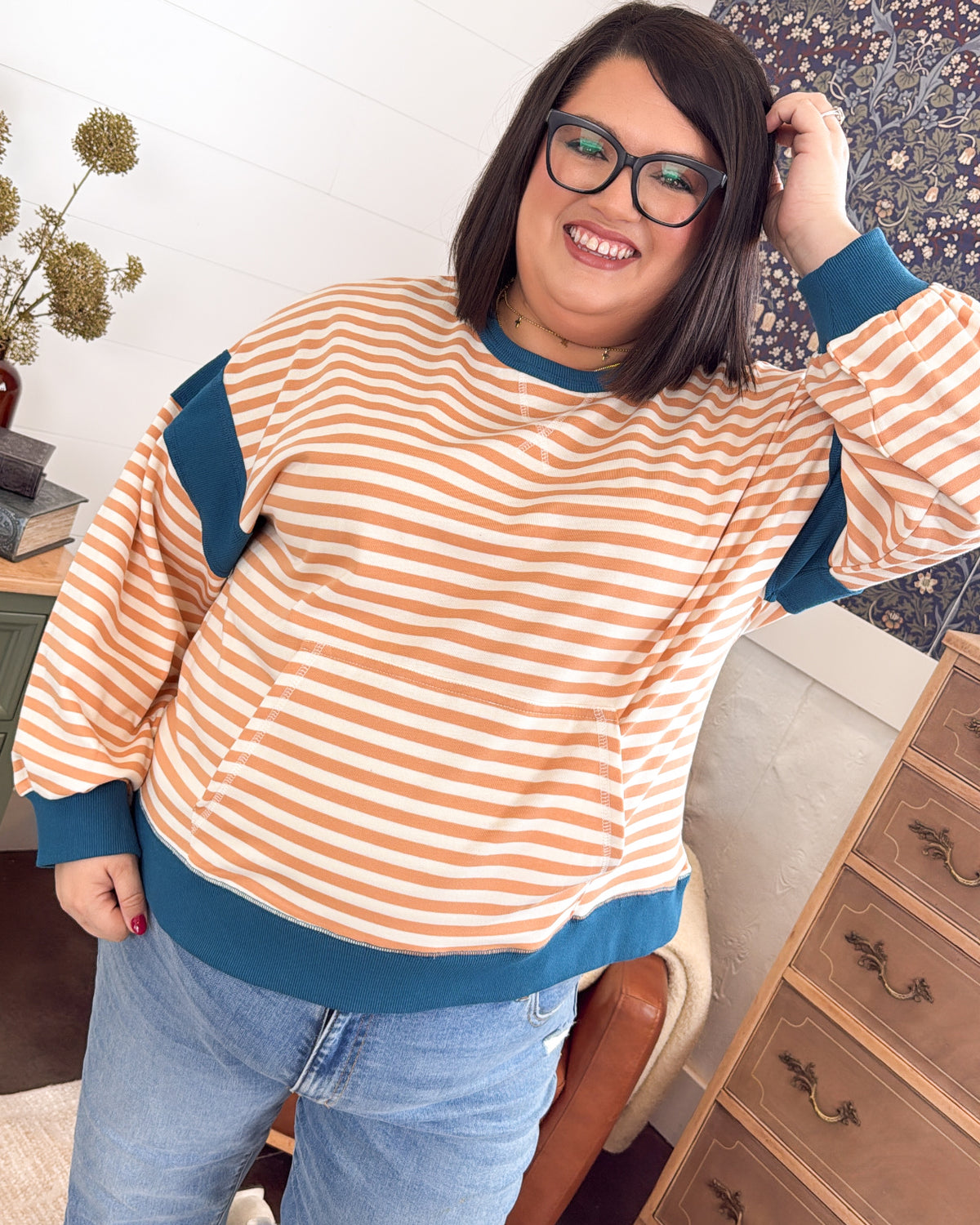 Portside In Fall Striped Pouch Pocket Top