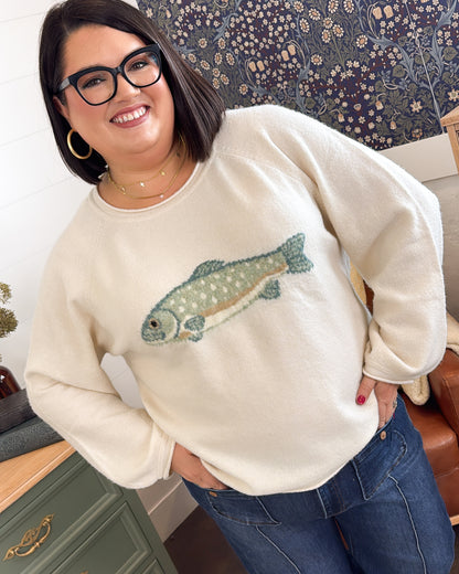 Casting Call Fish Knit Raglan Sweater