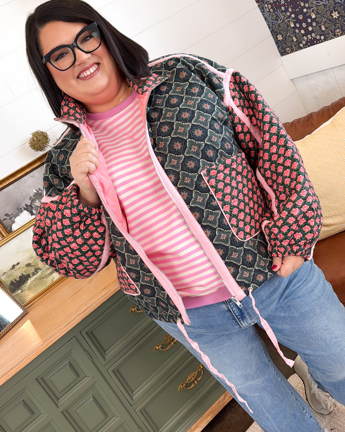 Garden Mosaic Patchwork Quilted Bomber Jacket