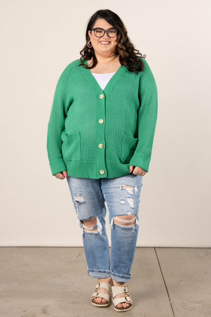 Open Knit Button Up Cardigan