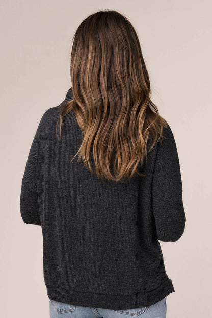 Ribbed Draped Neck Top