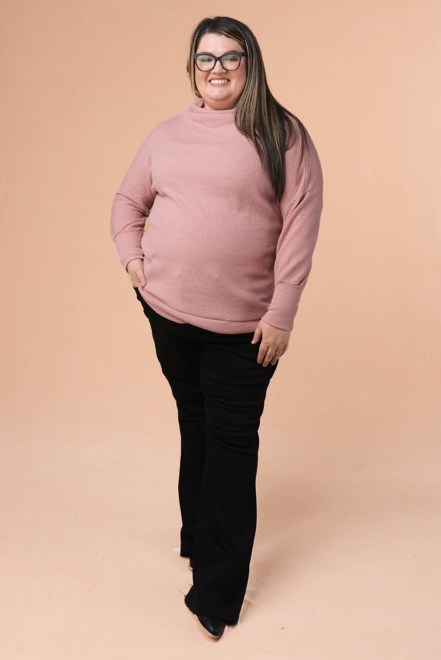Ribbed Draped Neck Top