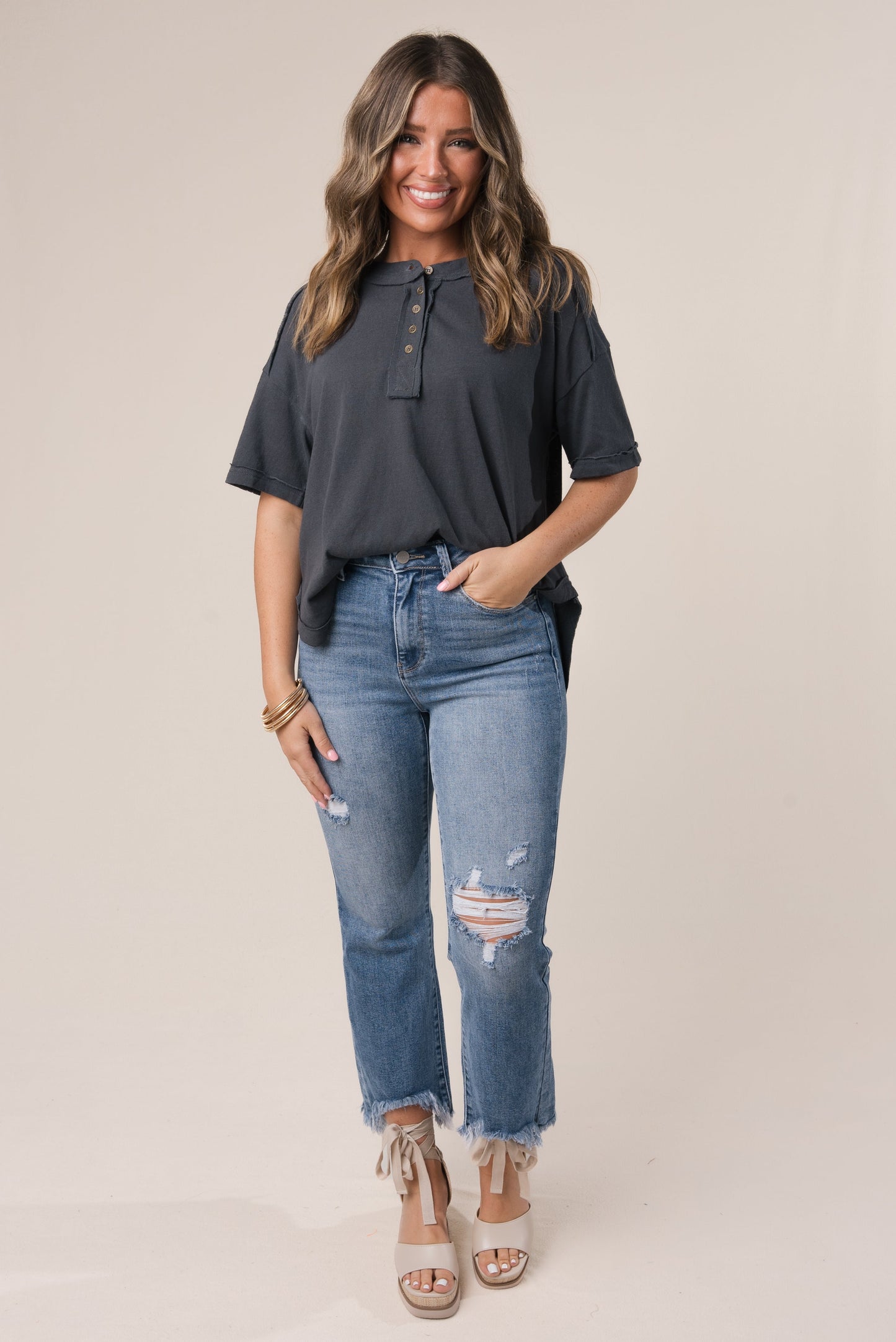 Risen Denim | Nova High Rise Crop Bootcut Jeans