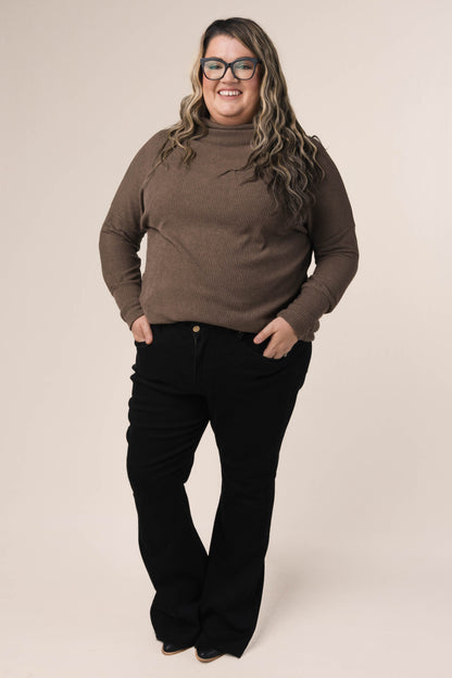 Ribbed Draped Neck Top
