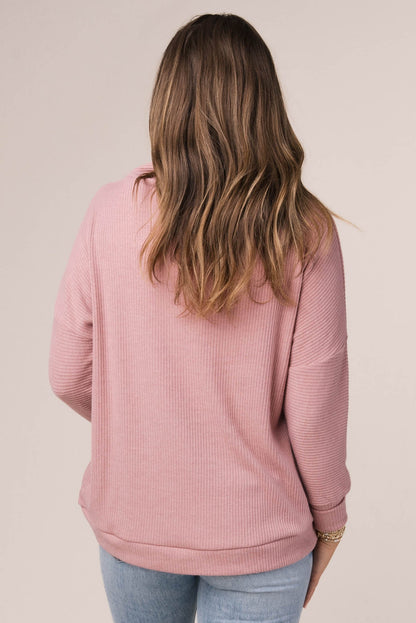 Ribbed Draped Neck Top