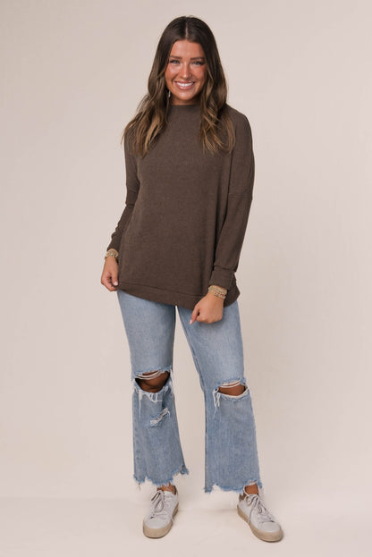 Ribbed Draped Neck Top