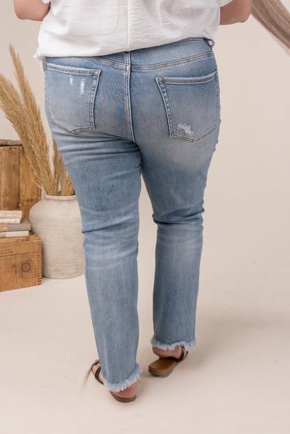 Lovervet by VERVET | Emma Mid Rise Crop Straight Leg Jeans