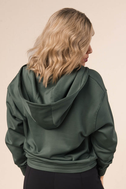 Split Neck Hooded Pullover