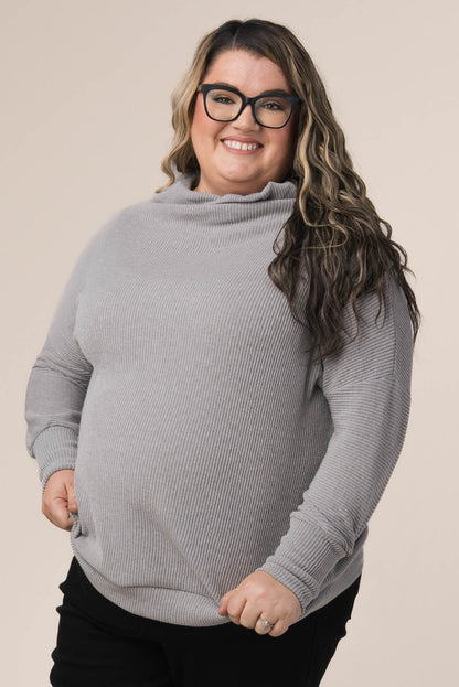 Ribbed Draped Neck Top