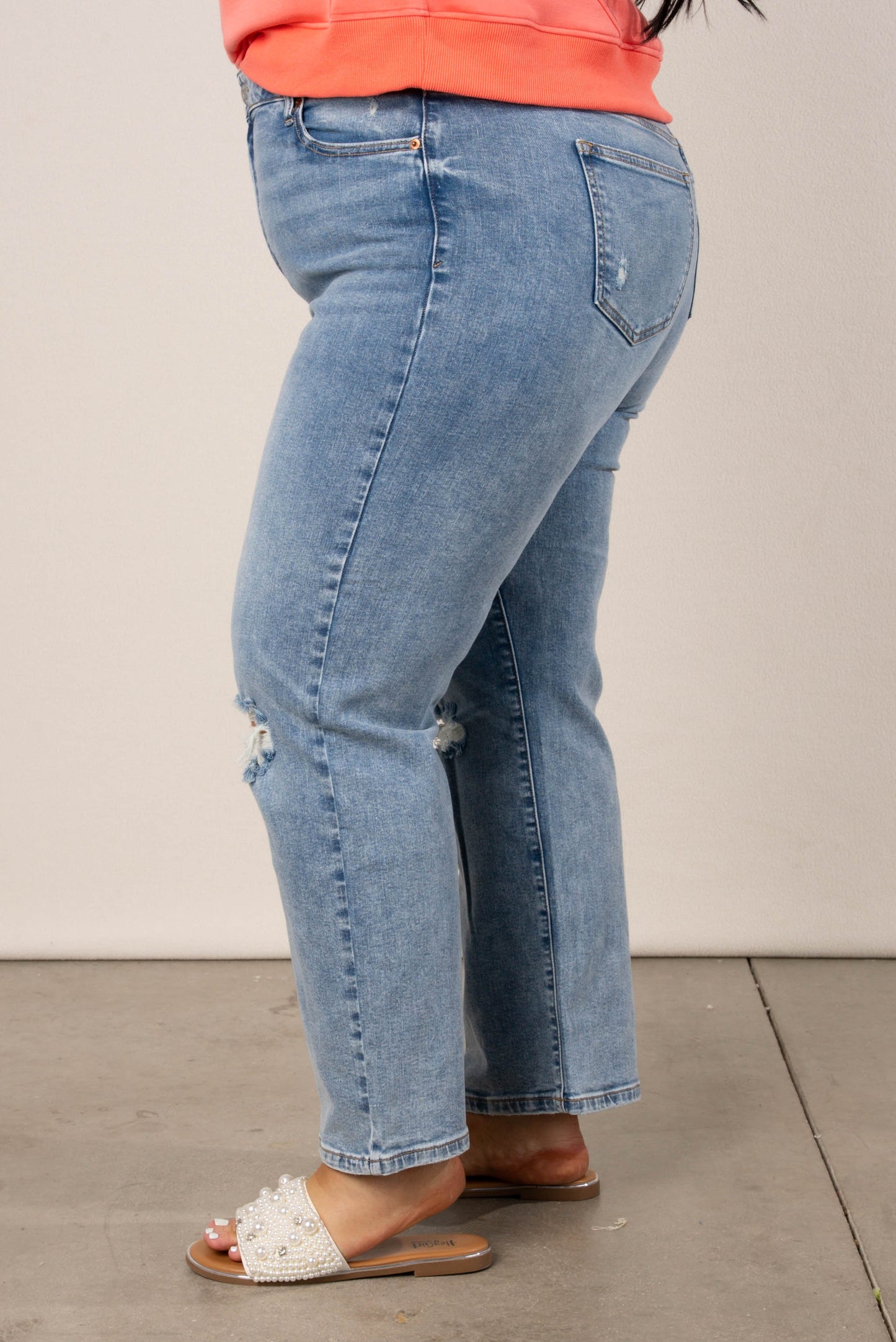 Sneak Peek Denim | Finely High Rise Crop Straight Leg Jeans (Curvy Fit)