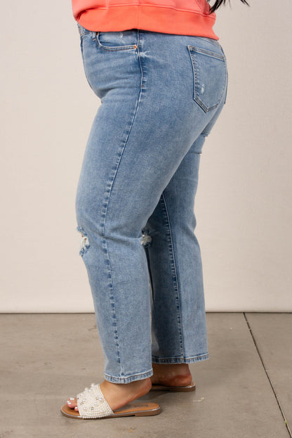 Sneak Peek Denim | Finely High Rise Crop Straight Leg Jeans (Curvy Fit)