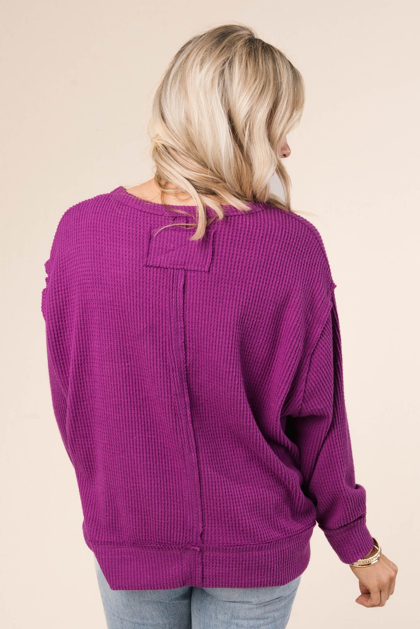 Waffle Knit Raw Seamed Top *Final Sale*