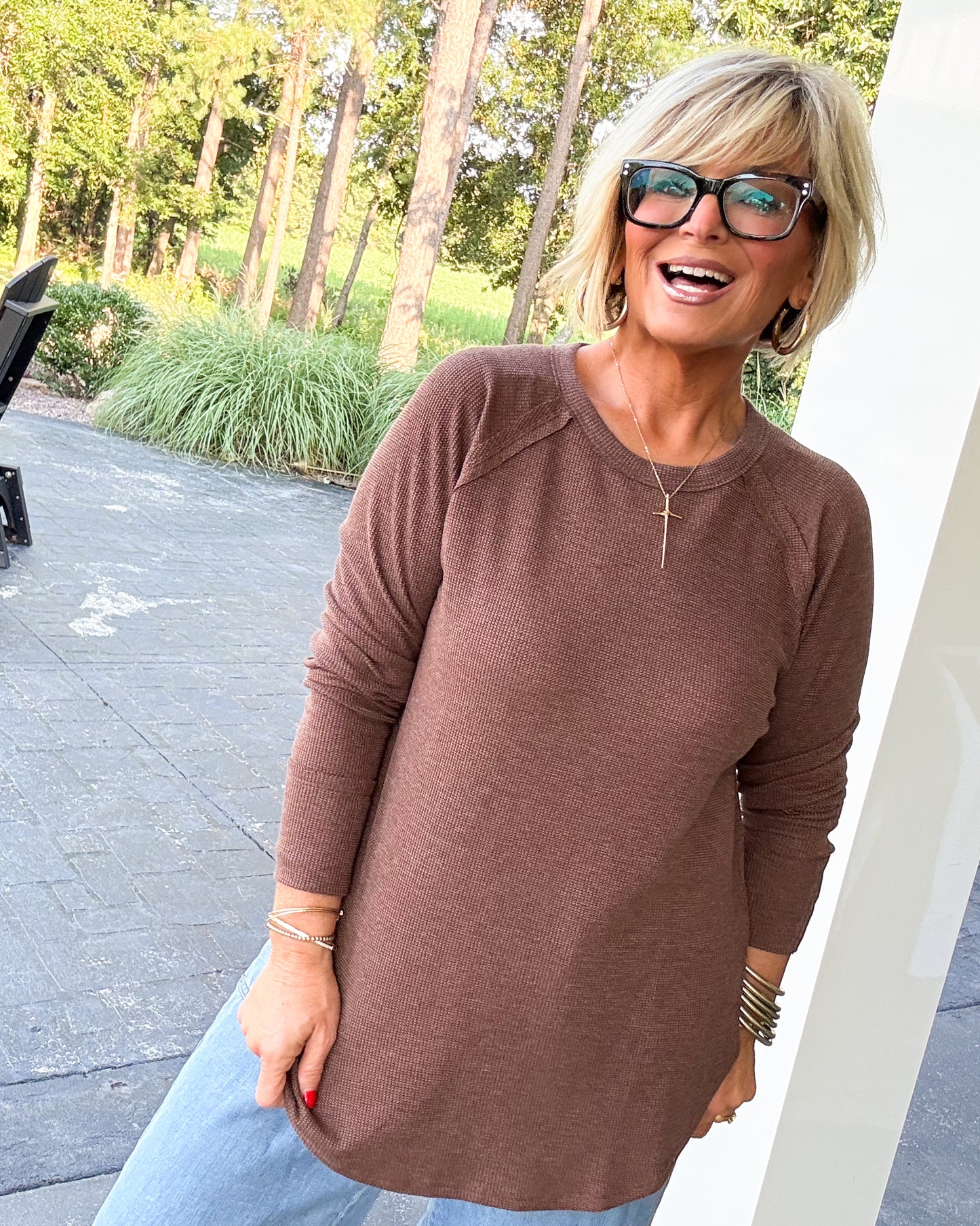 Everly Baby Waffle Knit Raglan Top
