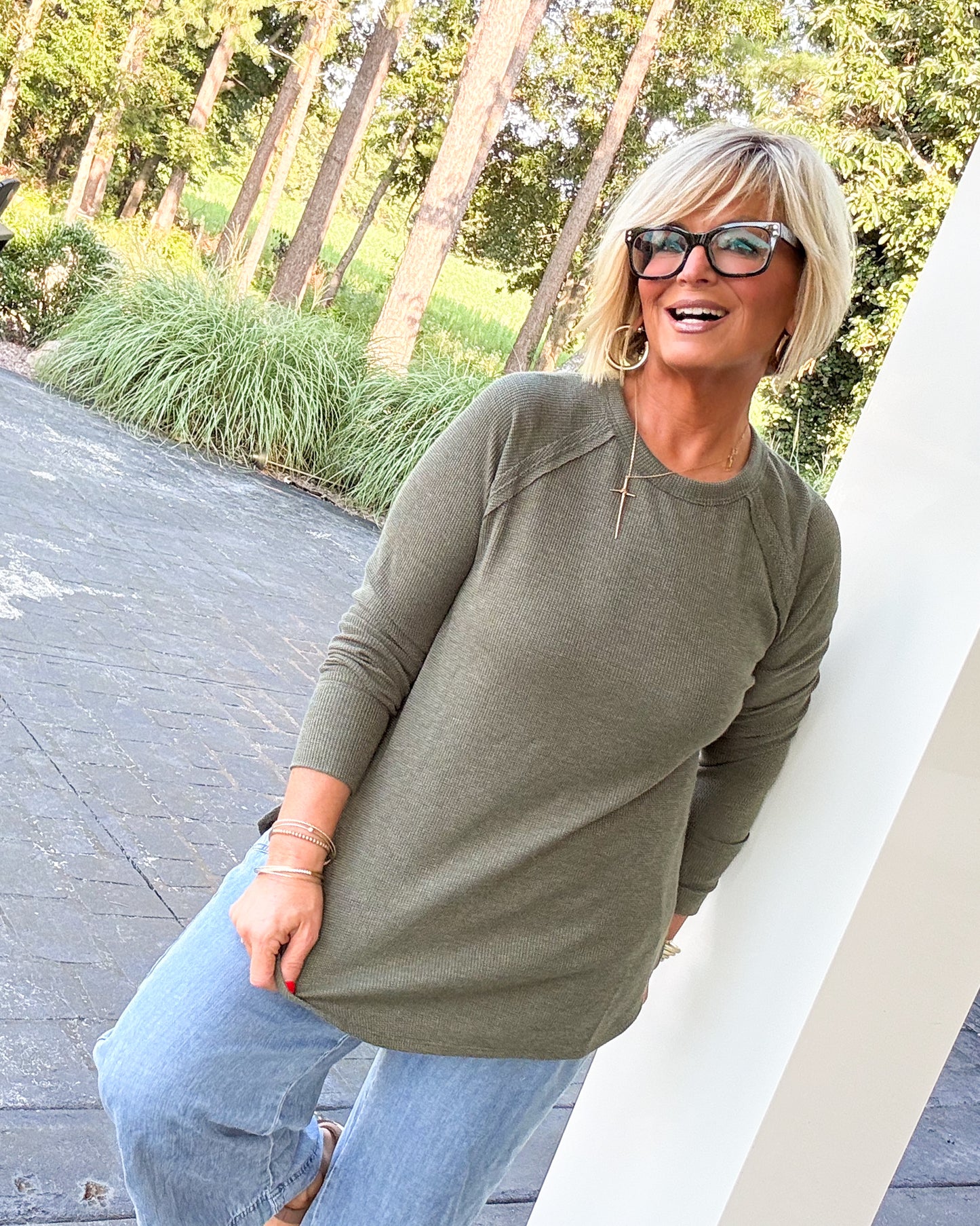 Everly Baby Waffle Knit Raglan Top