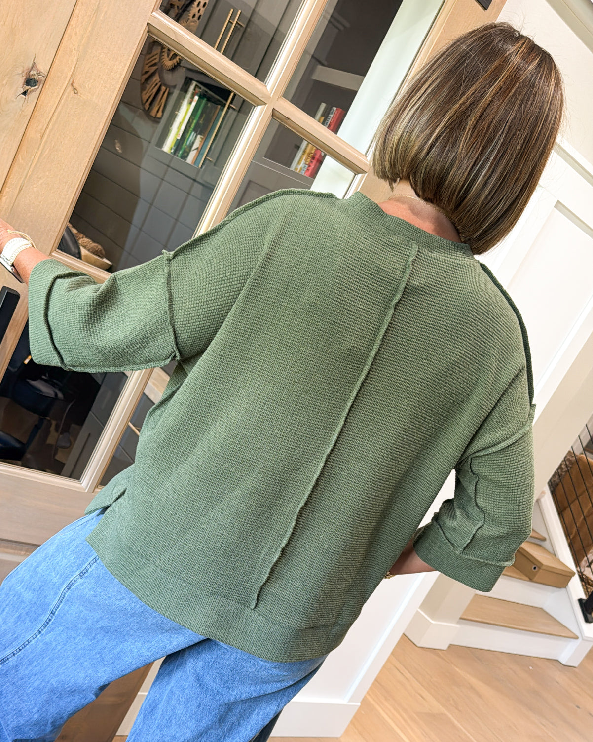 Summer Breeze Waffle Knit Exposed Seam Top