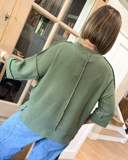 Summer Breeze Waffle Knit Exposed Seam Top