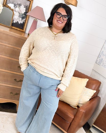 Tour The Town Striped Wide Leg Denim Pants