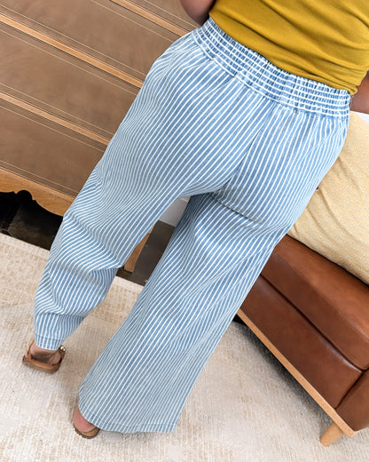 Tour The Town Striped Wide Leg Denim Pants