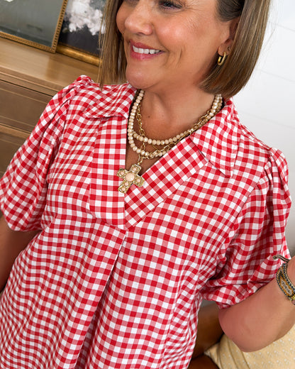 The Perfect Day Gingham Collared Blouse