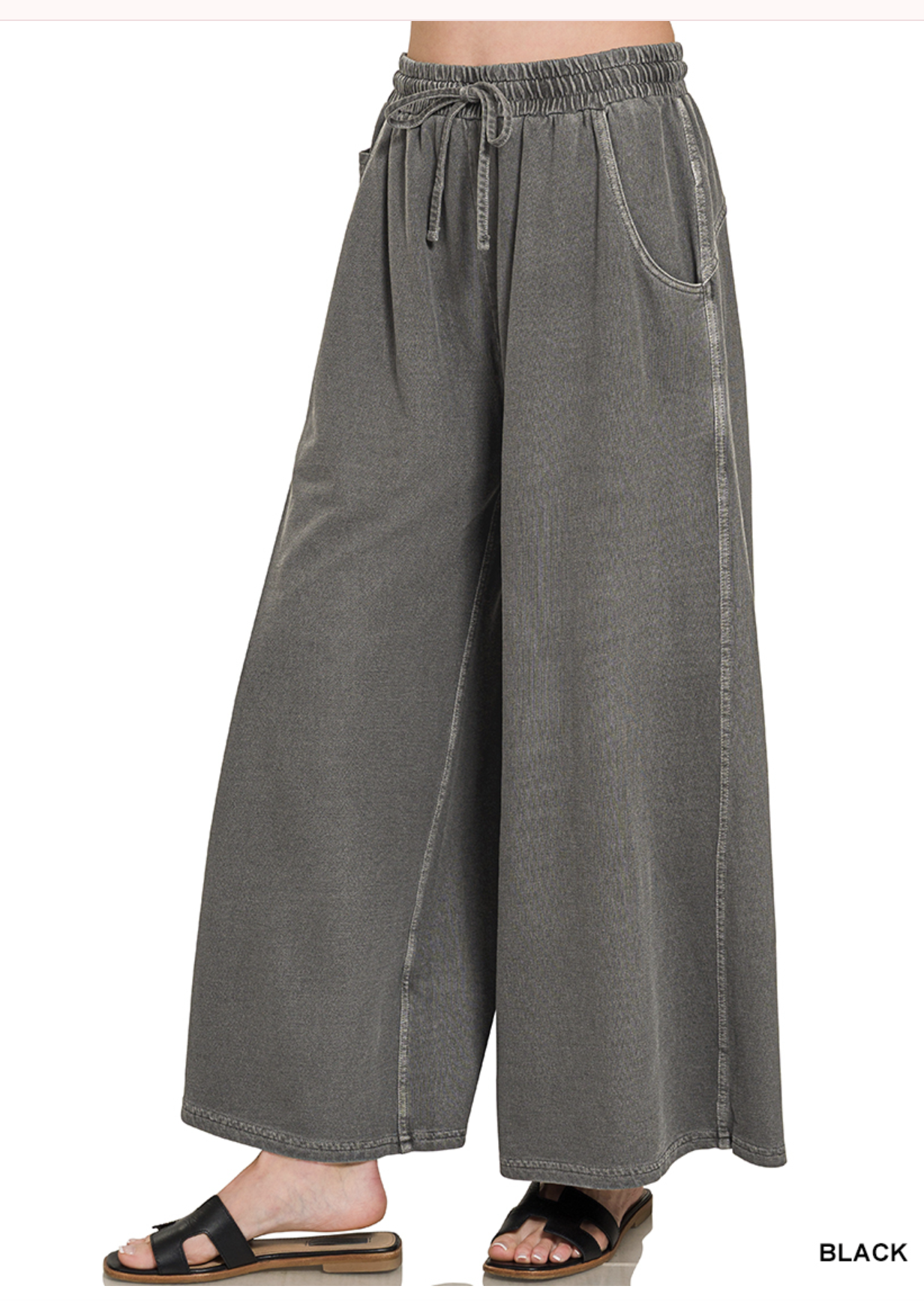 Soho Weekend Washed French Terry Palazzo Pants