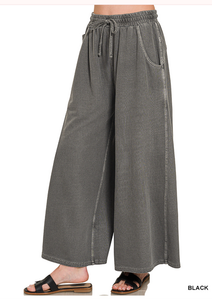Soho Weekend Washed French Terry Palazzo Pants
