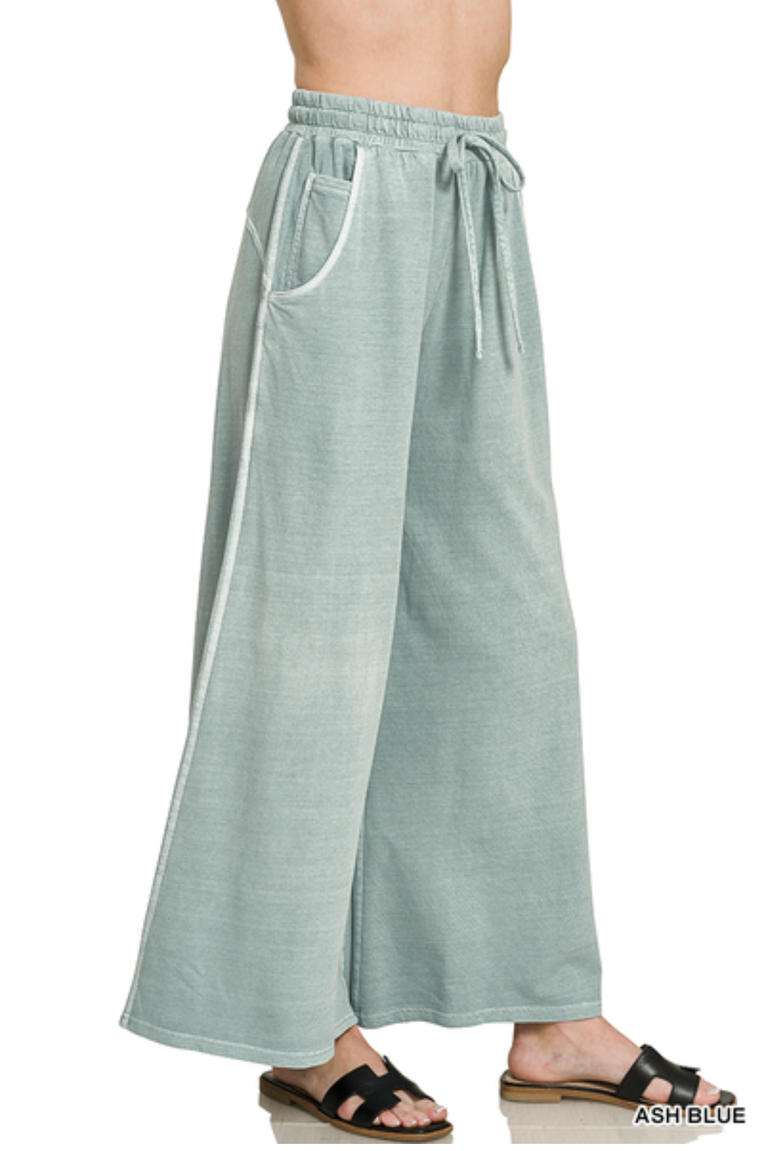 Soho Weekend Washed French Terry Palazzo Pants