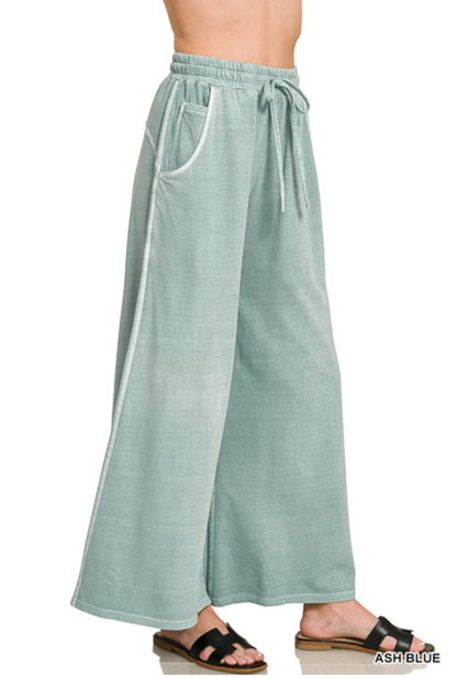 Soho Weekend Washed French Terry Palazzo Pants