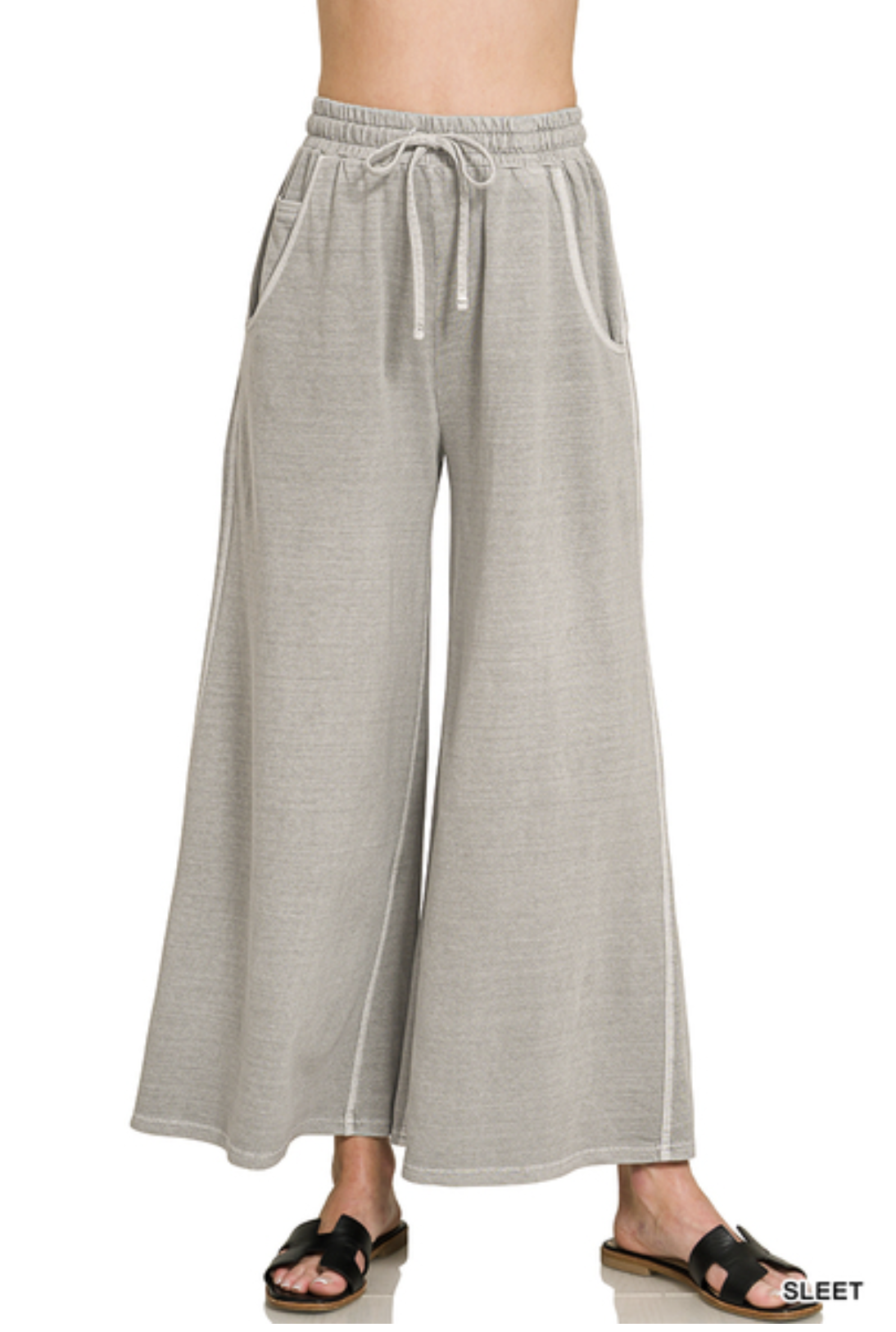 Soho Weekend Washed French Terry Palazzo Pants