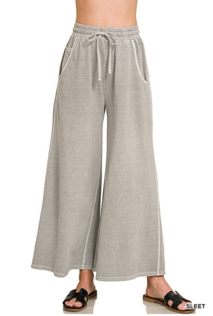 Soho Weekend Washed French Terry Palazzo Pants