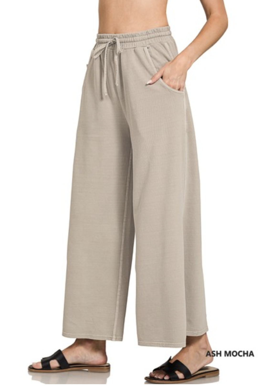 Soho Weekend Washed French Terry Palazzo Pants