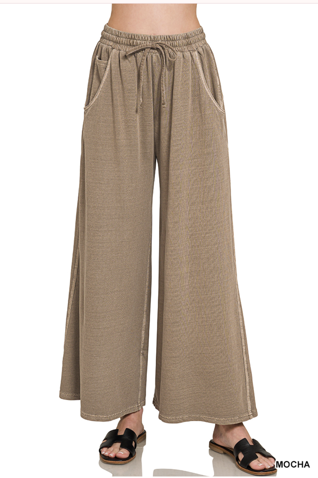 Soho Weekend Washed French Terry Palazzo Pants