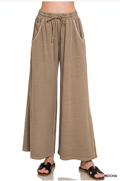 Soho Weekend Washed French Terry Palazzo Pants