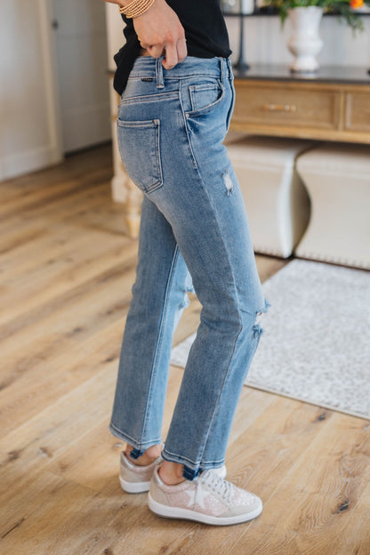 Risen Denim | Evie High Rise Crop Straight Leg Jeans