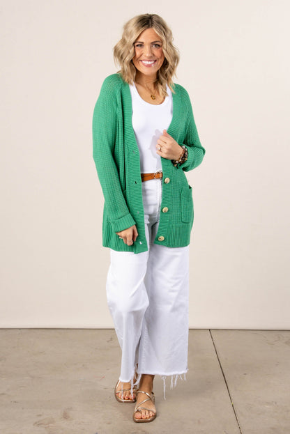 Open Knit Button Up Cardigan