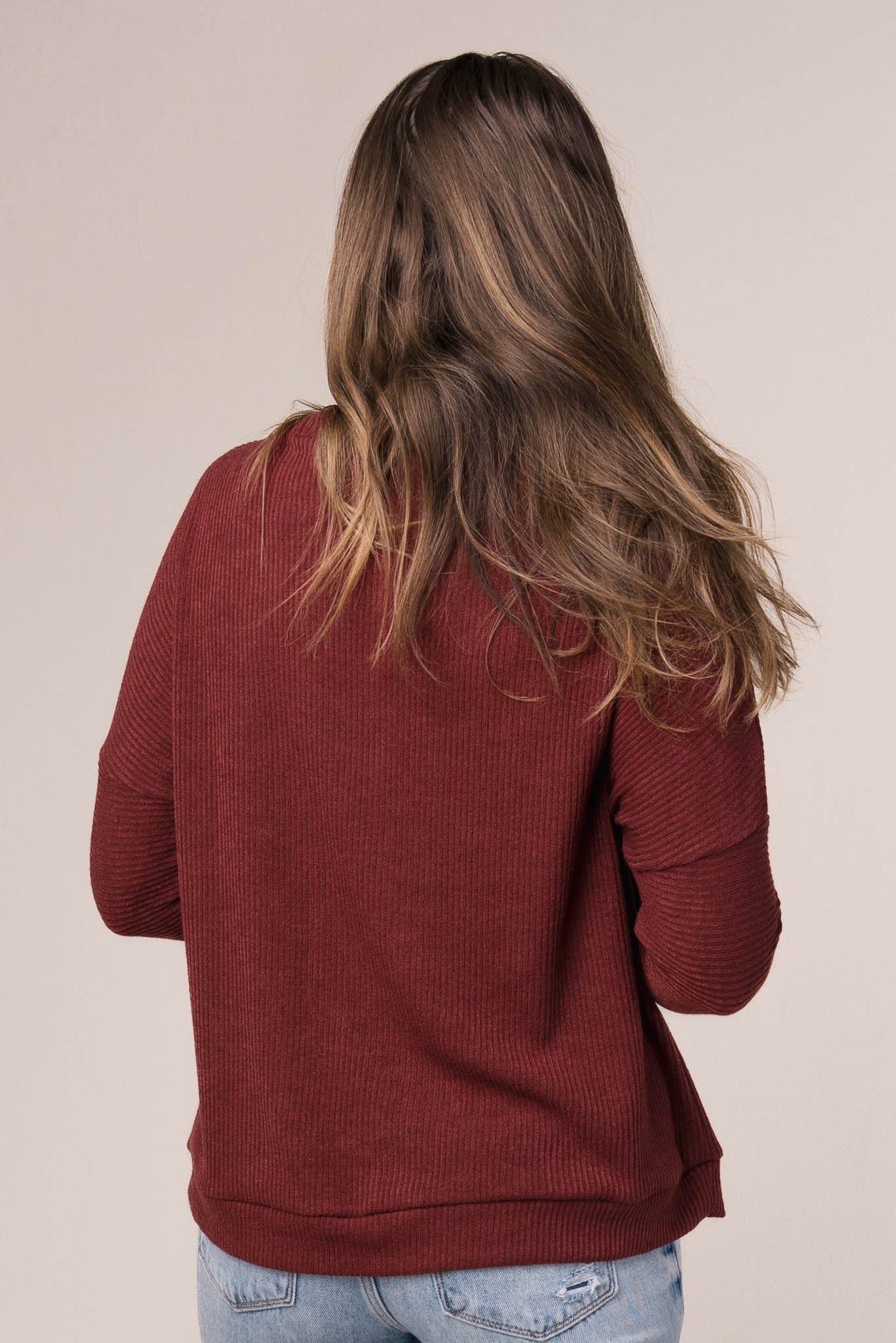 Ribbed Draped Neck Top
