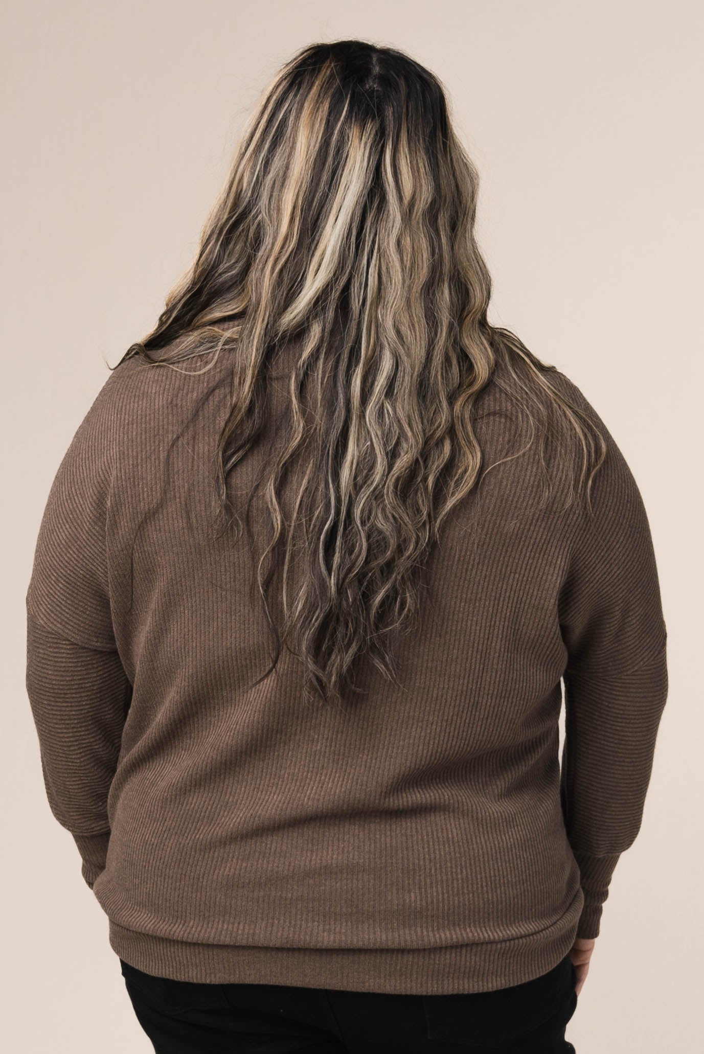 Ribbed Draped Neck Top