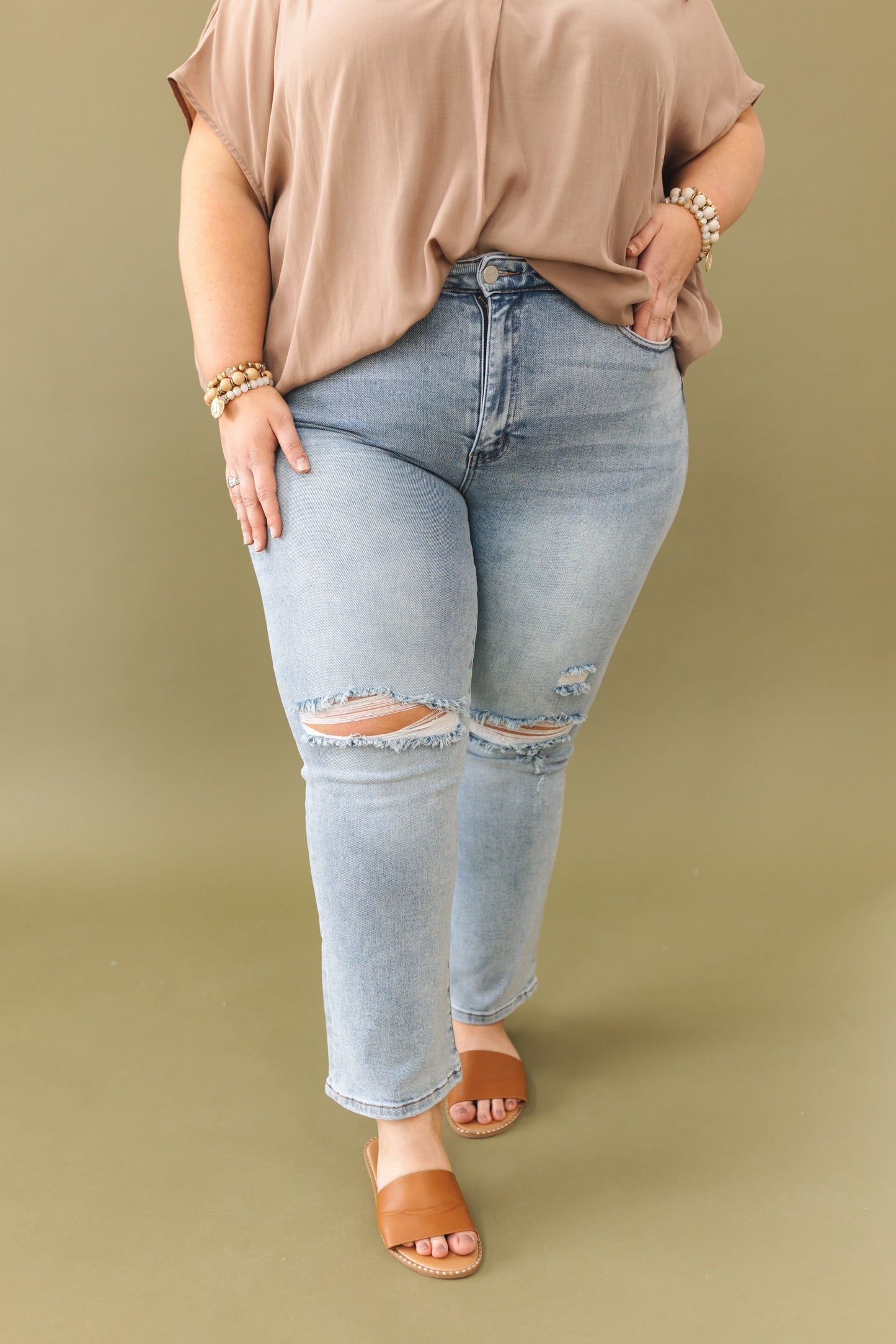 Risen Denim | Demi Mid Rise Straight Leg Jeans