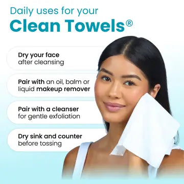 Clean Skin Club | XL Travel Disposable Face Towel Cloths - 10 ct